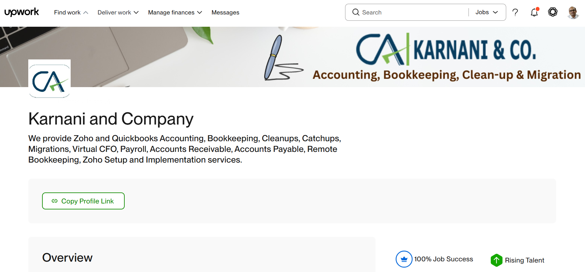 Karnani & Co Upwork Agency Profile